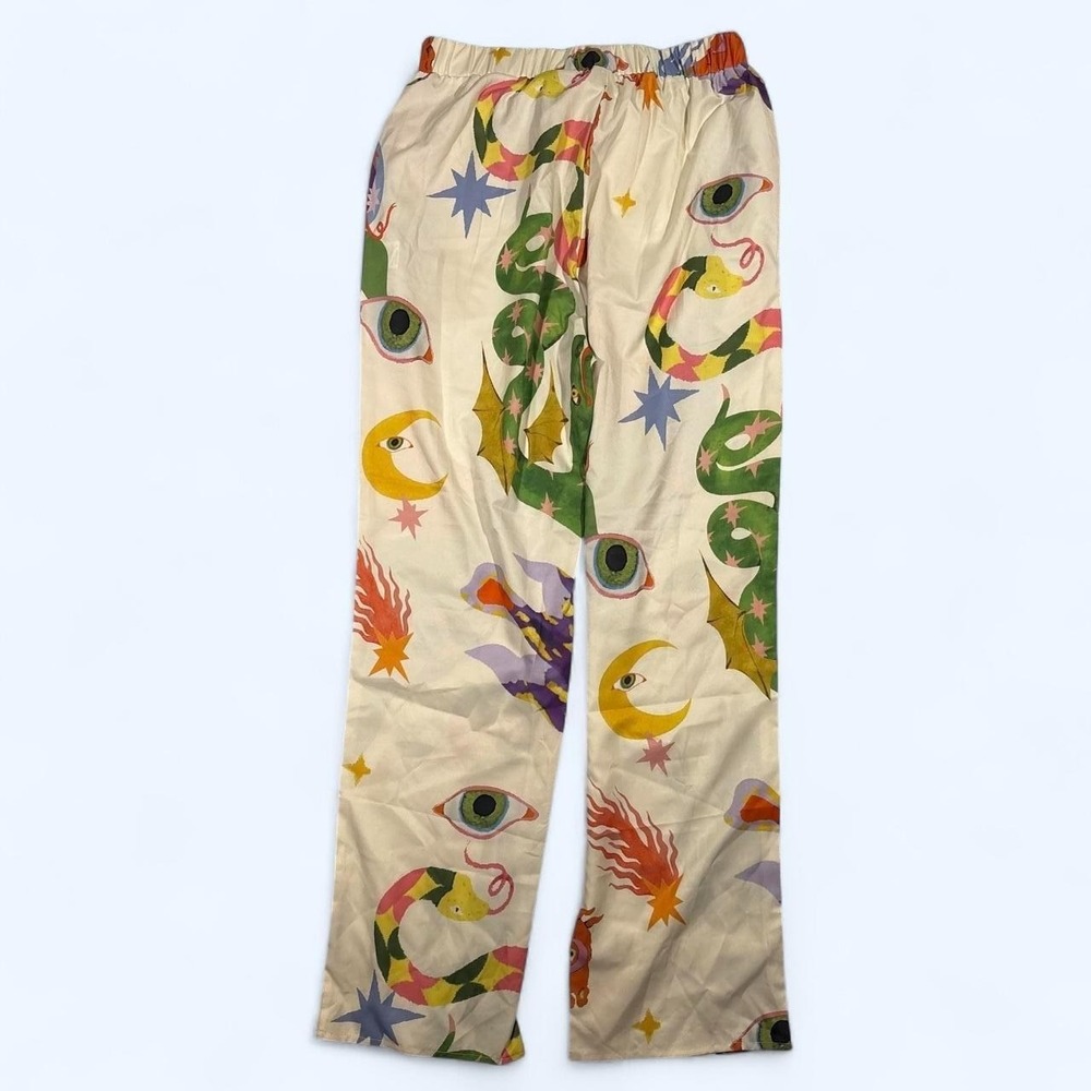 Alemias Inspired Multicolored Seeker Print Pants with Elastic Waistband - Picture 2 of 6